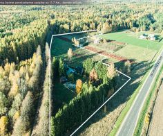 Prienų rajone, Žvyrynų k., šalia miško parduodama sodyba su rąstiniu namu, 3,7 ha., žemės sklypu, kuriame išvystytas šilauogių, slyvų ūkis.